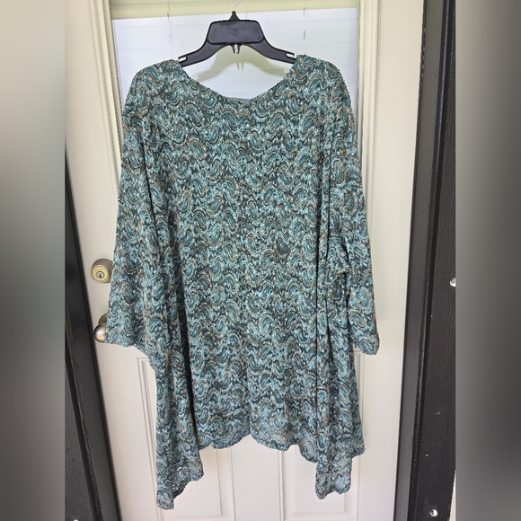 Catherines Tunic Lace Top 5X Plus Embroidered Lined Women New Teal - Picture 11 of 13